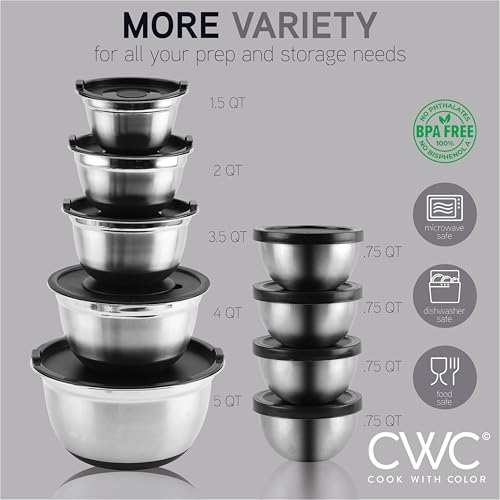 Stainless Steel Mixing Bowls Set with Lids