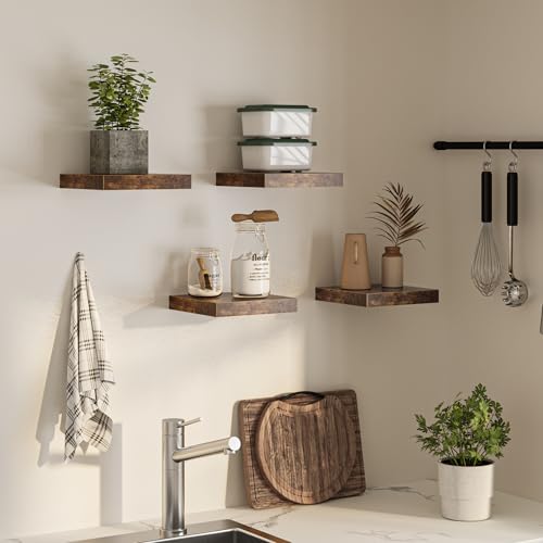 Square Floating Shelves for Wall (4 Count)