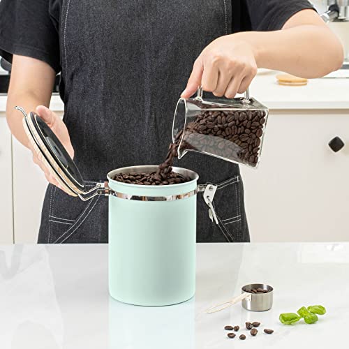 Coffee Canisters Airtight Coffee Bean Storage Container Kitchen Stainless Steel Food Storage Container with Scoop Date Tracker & CO2 Valve 61Fl Oz (60.8652 Fl Oz)