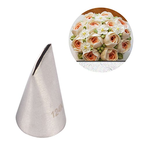 5 piece Stainless Steel Rose Flower Piping Tips Piping Nozzles Cake Decorating Supplies Cookies Cupcake Icing Decorating Supplies Decorating Kits Frosting Icing Tips Baking Set Tools #4 (5 Count)