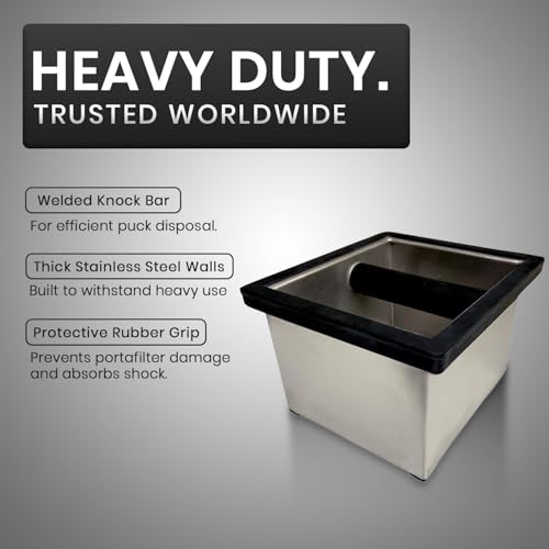 Stainless Steel Espresso Knock Box with Splash Guard 6x5.5x4in