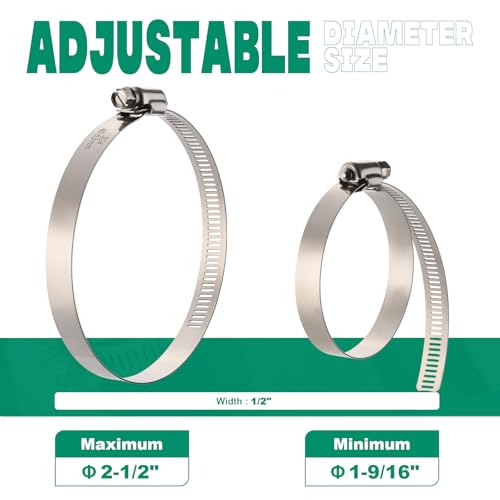 10PCS Hose Clamps Stainless Steel Adjustable 1