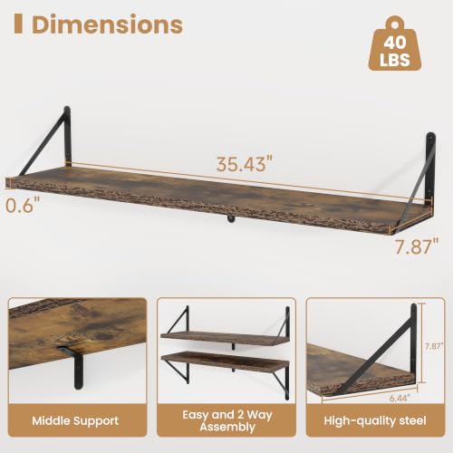 Floating Book Shelves for Wall (3 Count)