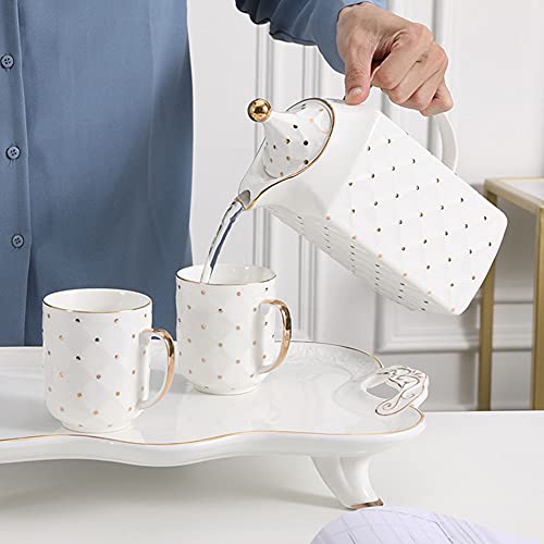 White Porcelain Tea Set Tea Gift Sets Tea Set with Tray Tea Cup Teapot Set Tea Pot 6 Cups Modern Tea Set for Tea