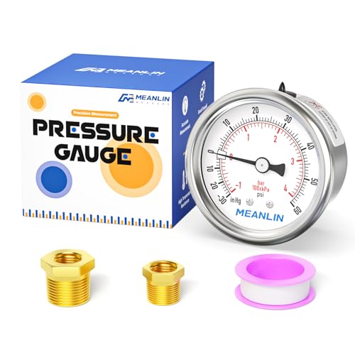 30inHG~60Psi Vacuum Gauge Stainless Steel 1