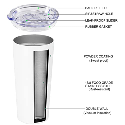 20oz Tumbler Bulk with Lid and Straw 6 Pack (6 Count)