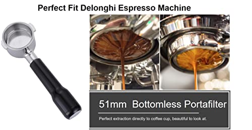 51mm Bottomless Portafilter Compatible with DeLonghi Espresso Machine ECP3420