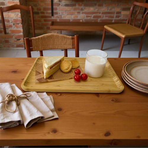 Bamboo Serving Tray Wooden Rectangle Dinner Food Bed Lab Tray Small