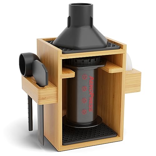 Organizer Stand for AeroPress Bamboo Coffee Caddy Compact Black