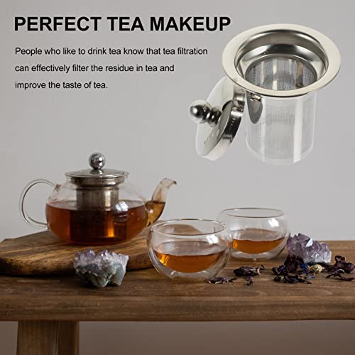 Stainless Steel Tea Strainer with Lid Large Loose Leaf Tea Infuser Replacement for Teapots Cups and Pitchers Easy to Clean Mesh Filter 4X3.3 Inch