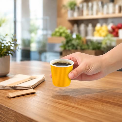 Ripple Wall Coffee Cups 500 Count 4 Ounce Insulated Yellow Paper Cups