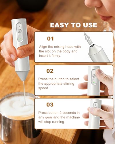 3 Speed Rechargeable Milk Frother Handheld