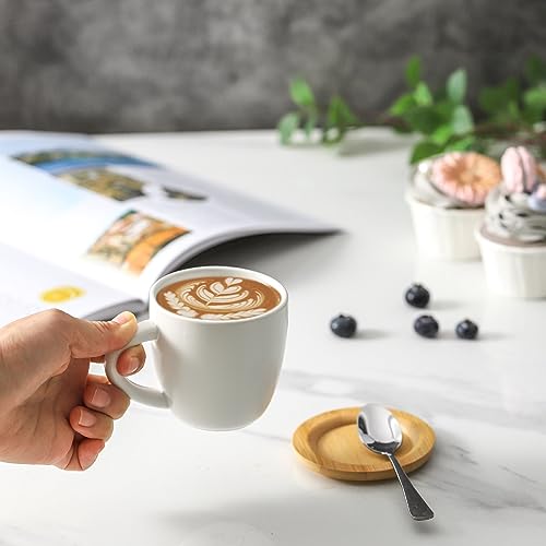 6 Ounce Ceramic Cappuccino Cups with Saucers for Espresso (6 Count)