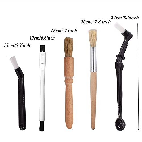 5 Pieces Coffee Brush Set Professional Espresso Brush Kit Include Wooden Coffee Grinder Machine Cleaning Brush and Nylon Espresso Brush for Coffee Machine Group Head