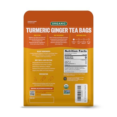 Organic Turmeric Ginger Herbal Tea (40 Count)
