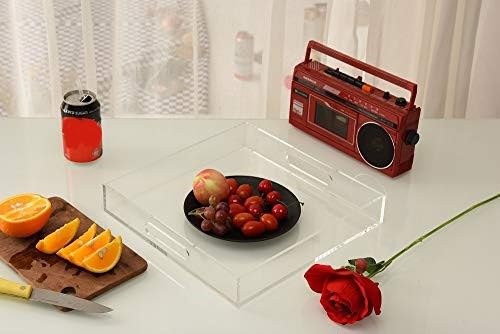 Clear Sturdy Acrylic Serving Tray with Handles