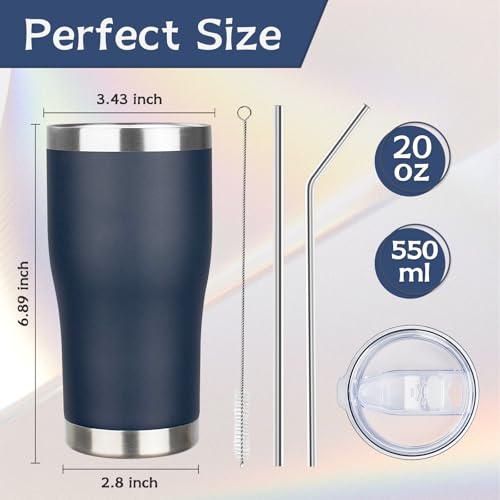 20oz Insulated Tumbler with Lid Straw Travel Coffee Mug