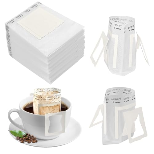 150 Pack Single Serve Pour Over Coffee Filter Bags with Hanging Ears (150 Count)