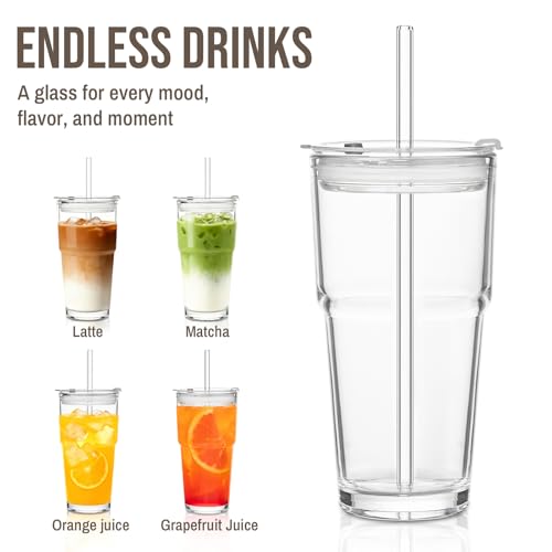 20oz Clear Tumbler with bamboo Lid and Straw