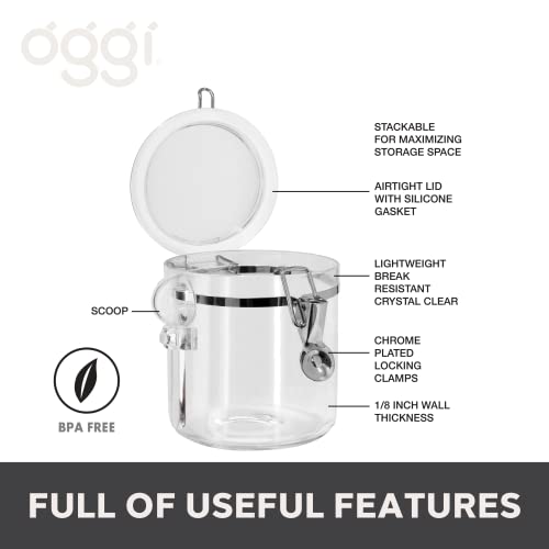 4pc Clear Canister Set with Clamp Lids & Spoons