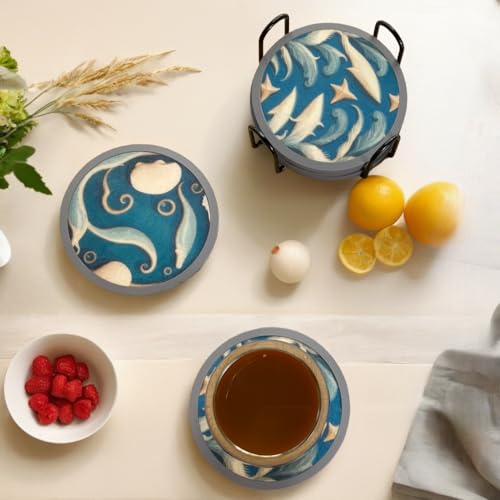 Absorbent Coasters for Drinks with Holder (7 Count)