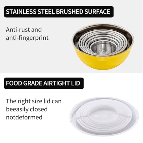 Yellow Mixing Bowls with Lids Set of 7