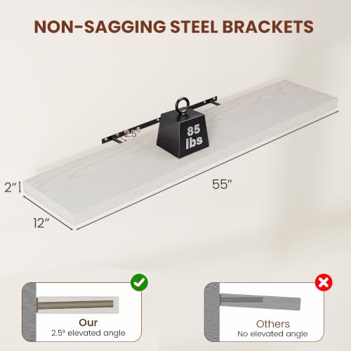 Deep Floating Shelves 55x12” Set of 2 (2 Count)