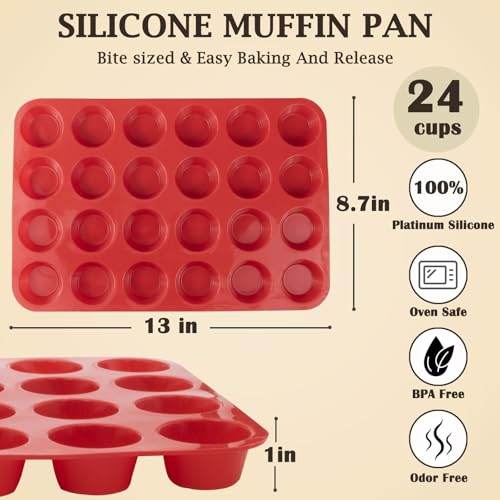 24 Cups Silicone Mini Muffin Pan Set (2 Count)