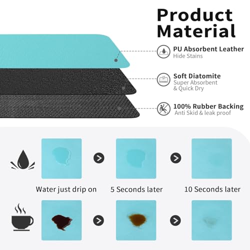 Coffee Mat Absorbent Hide Stain Rubber Backed Dish Drying Mat for Kitchen Counter