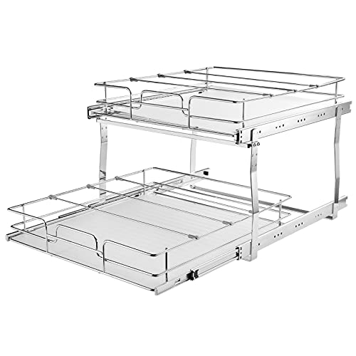 2 Tier 17"Wx21.2"Dx15.2"H Pull Out Cabinet Organizer
