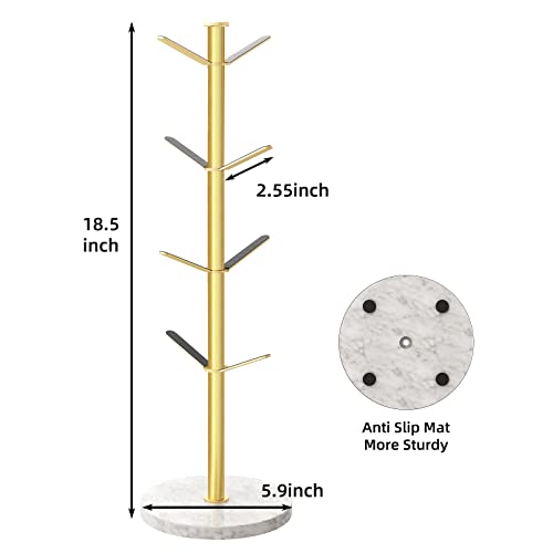 Gold Mug Holder Tree with Marble Base