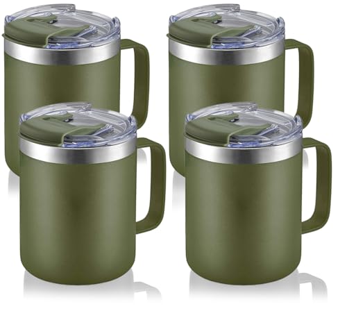 12oz Stainless Steel Insulated Coffee Mug with Handle (4 Count)