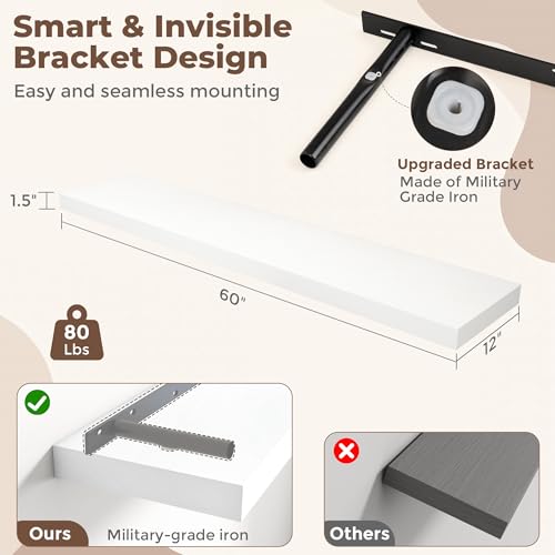 12 Inch Deep Floating Shelves (2 Count)