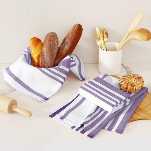 Premium Cotton Stripe Kitchen Towels 6 Pack (6 Count)