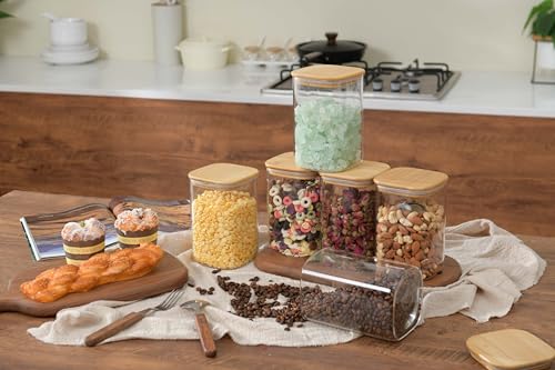 37oz/1.2Qt/1100ml Square Glass Storage Containers with Lids 6-Pack (6 Count)