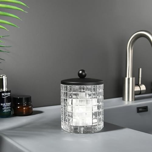 Glass Cotton Jar Holder Matte Black Lid