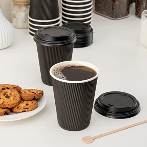 Coffee Cups 500 Pack of 12 oz Ripple Wall Insulated Coffee Cups Non (500 Count)