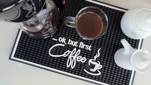Ok But First Coffee Silicone Bar Mat for Countertop 18x12