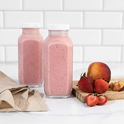 16oz Glass Milk Bottles with Lids (4 Count)