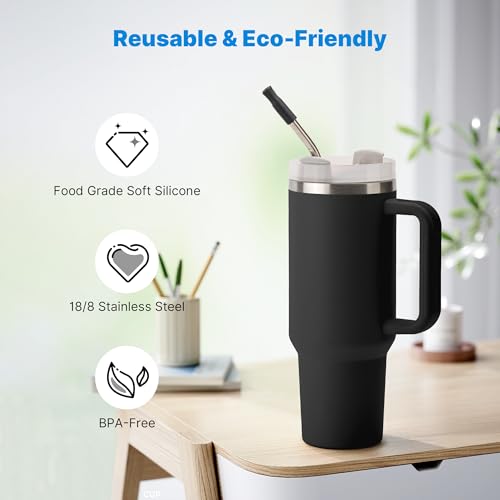 Repeatable Metal Straw with Silicone Tips for 40 oz Stanley Tumbler