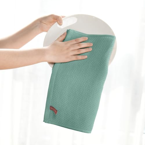 100% Cotton Light Green Waffle Weave Kitchen Dish Cloths (4 Count)