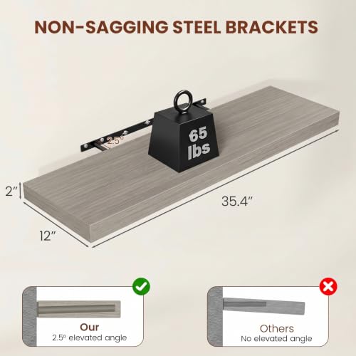 Deep Floating Shelves 36x12” Set of 2 (2 Count)