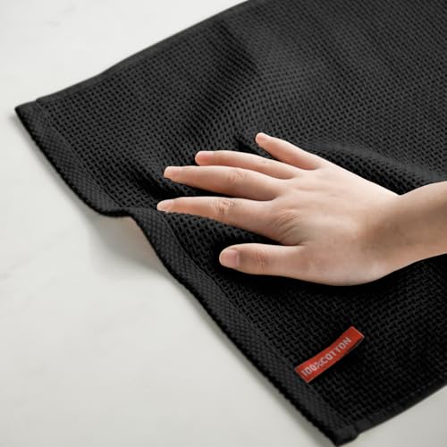 100% Cotton Black Waffle Weave Kitchen Dish Cloths (6 Count)