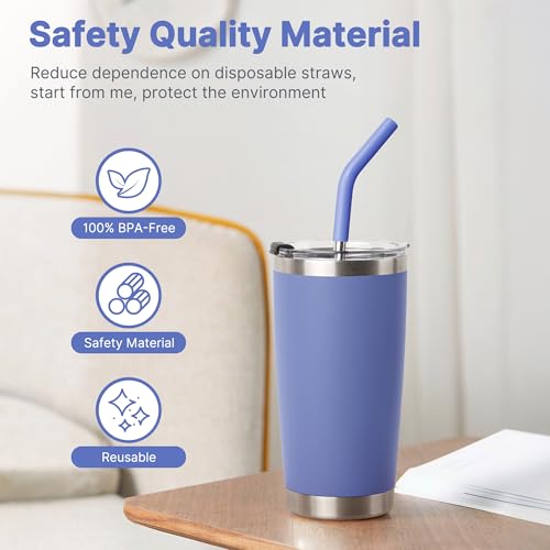 8.5" Metal Straws Reusable for 20 oz Tumbler