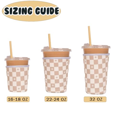 Reusable Insulated Neoprene Iced Coffee Cup Sleeve (3 Count)