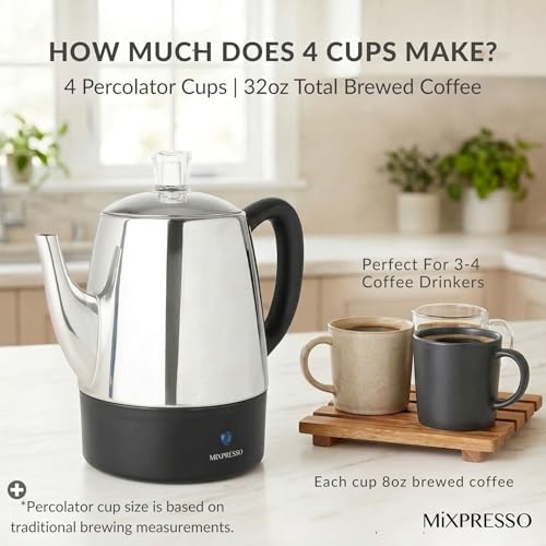 4 Cup Small Electric Percolator Coffee Pot (4 Count)