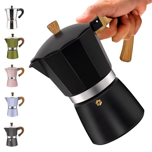9 Cup Aluminum Moka Pot Classic Stovetop Espresso Coffee Maker 450ml 15oz Coffeemaker Percolator Mocha Pot Greca Coffee Maker Cafe Makers for Italian and Cuban Café Brewing Black