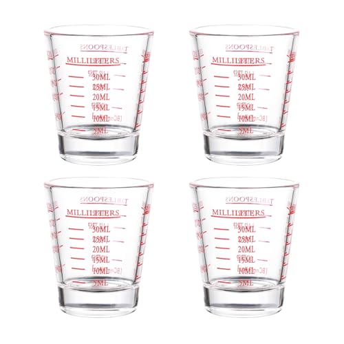 4 Pack Shot Glasses Measuring cup Espresso Shot Glass Liquid Heavy Glass Wine Glass 26 (4 Count)