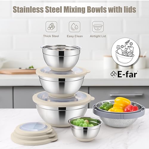 Stainless Steel Mixing Bowls with Lids & Colander (6 Count)