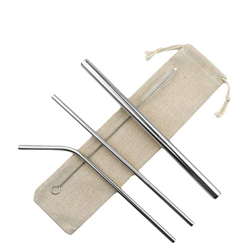 Metal Straws Stainless Steel Straws 8.5" Drinking Straws Reusable 3 Set